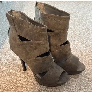 Charlotte Russe Brown Peep-Toe Heels